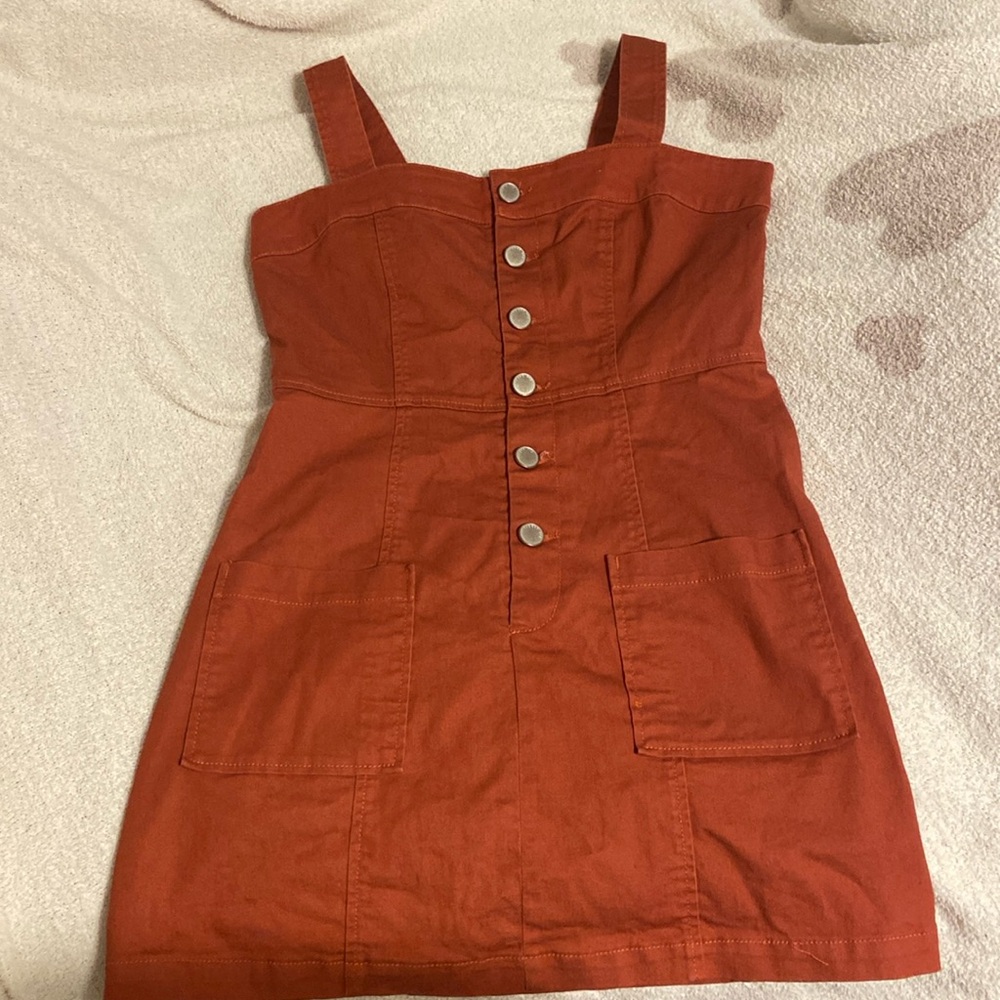 Burnt Orange Dress with Buttons and Pockets